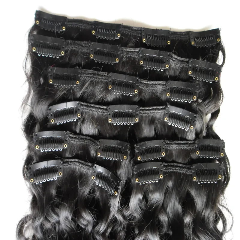 African American Clip in Menselijk Hair Extensions 100g 120G 8 stks Natuurlijke Black Afro Kinky Clly Clip