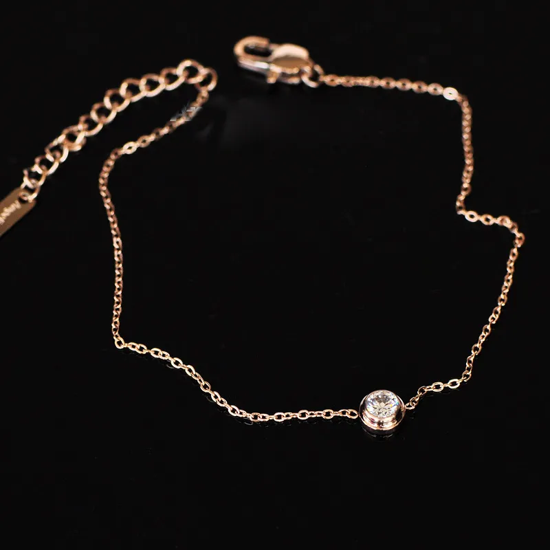 Pulseira de aço titânio 316L Super Cute Lucky One redonda com diamantes em 163 cm para mulheres joias de presente de casamento PS52826075523