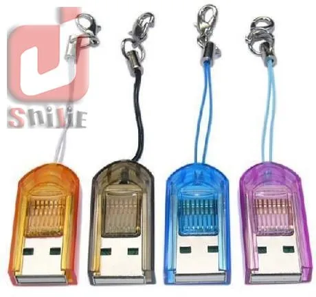 Großhandel 500 Stück winziger Schlüsselanhänger USB Micro SD SDHC TF Kartenleser 2 GB 4 GB 8 GB 16 GB USB 2.0 Transflash Memroy Kartenleser