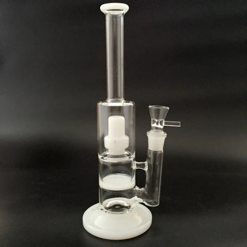 Ny vit jade glas bong glas rökning rör glas vattenrör med en perc och en stänkskydd 11 inches hög (GB-257)