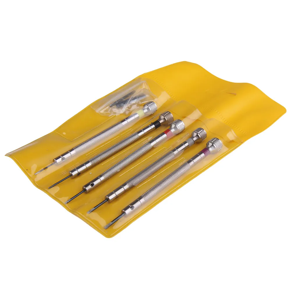 Mini 5st Silver Tone Screwdriver Set Watch Reparations Tools Kit med 5st Cutter Heads17630303030