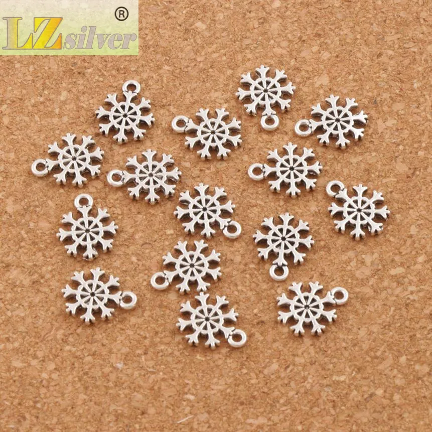 Petits pendentifs à breloques flocon de neige, 400 piècesbijoux tibétains en argent, DIY, idéal pour bracelet, collier, boucles d'oreilles, L734 11x13.2mm