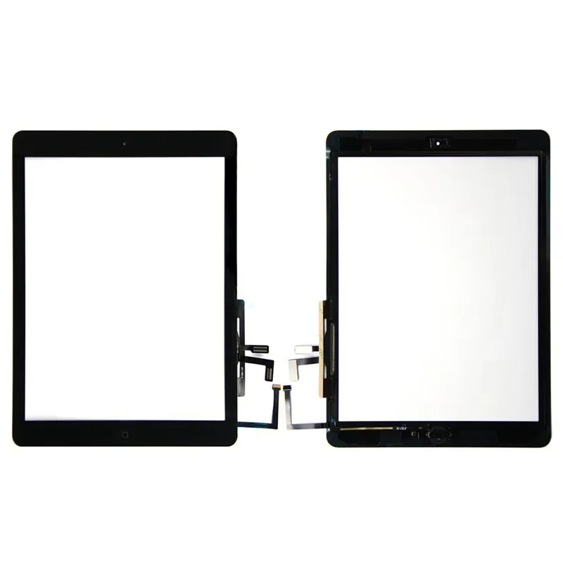 Hochwertiger Touchscreenglas-Panel-Digitizer mit Tasten Klebstoffbaugruppe für iPad Air Free DHL