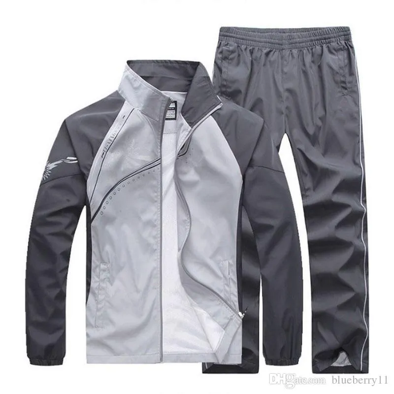 Mens Tracksuit Patchwork Sportswear Set: Coat, Jacket, Pants