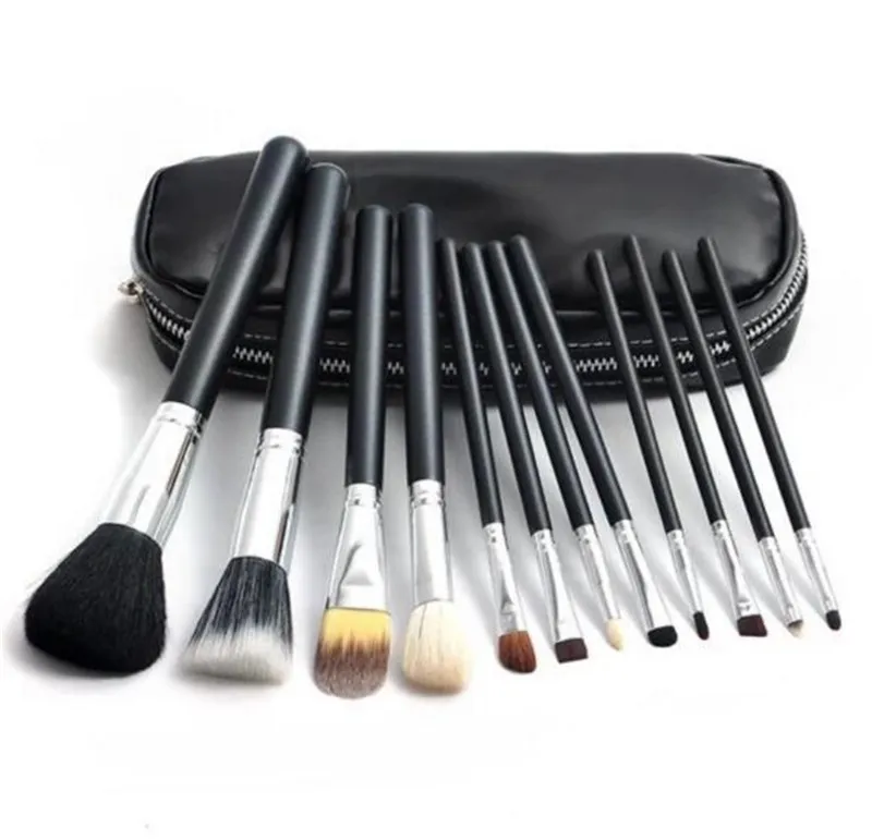 Ensemble de pinceaux de maquillage M Brand 12pcs pinceaux à fard à paupières fard à joues outils de maquillage pinceau professionnel + sac en cuir avec bateau gratuit + cadeau gratuit