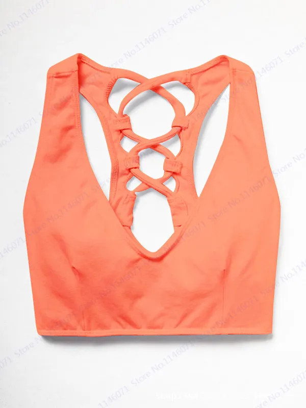 Wireless Cheap Yoga Bras With Green Back Cross Design For Women