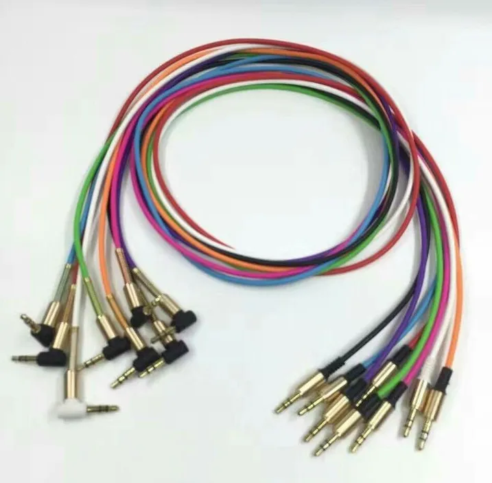 L подключите алюминиевый металлический адаптер TPE материал 3.5 мм стерео аудио AUX кабель 1М 3FT OD3.2 мм со стальным пружинным рельефом 100 шт. / лот