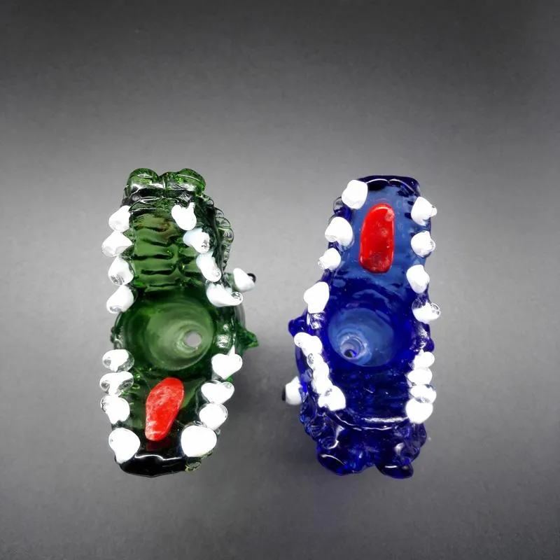 Ciotole Bong in vetro con testa di coccodrillo con blu verde 14mm 18mm maschio e femmina bong in vetro tubi petroliferi DHL libero