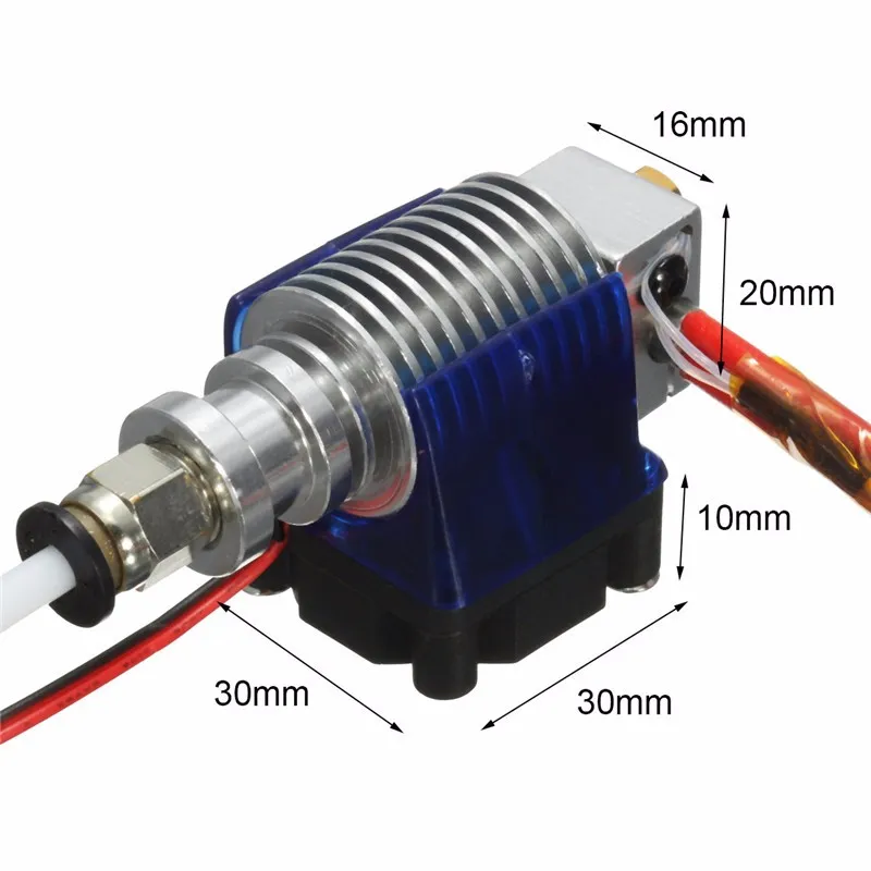 Livraison gratuite V6 J-head Hotend pour extrudeuse tout métal à filament de 1,75 mm avec ventilateur de refroidissement pour accessoires d'imprimante 3D Makerbot Reprap