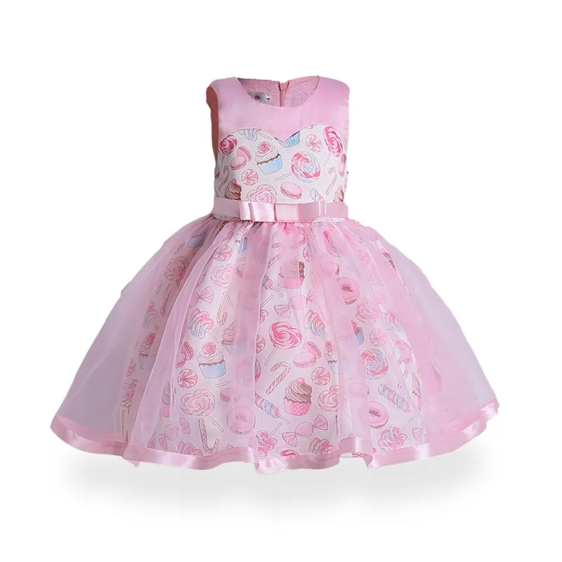 2017 childrens icecream evening princess dresses kids party clothes baby girls high quality clothing toddler fashion dress for 100-150cm