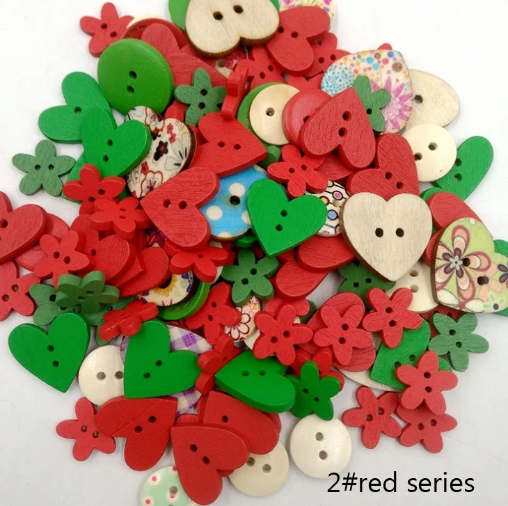 Boutons en bois taille mixte couleur 2 trous pour coffret cadeau fait main Scrapbooking artisanat décoration de fête bricolage couture draw291e