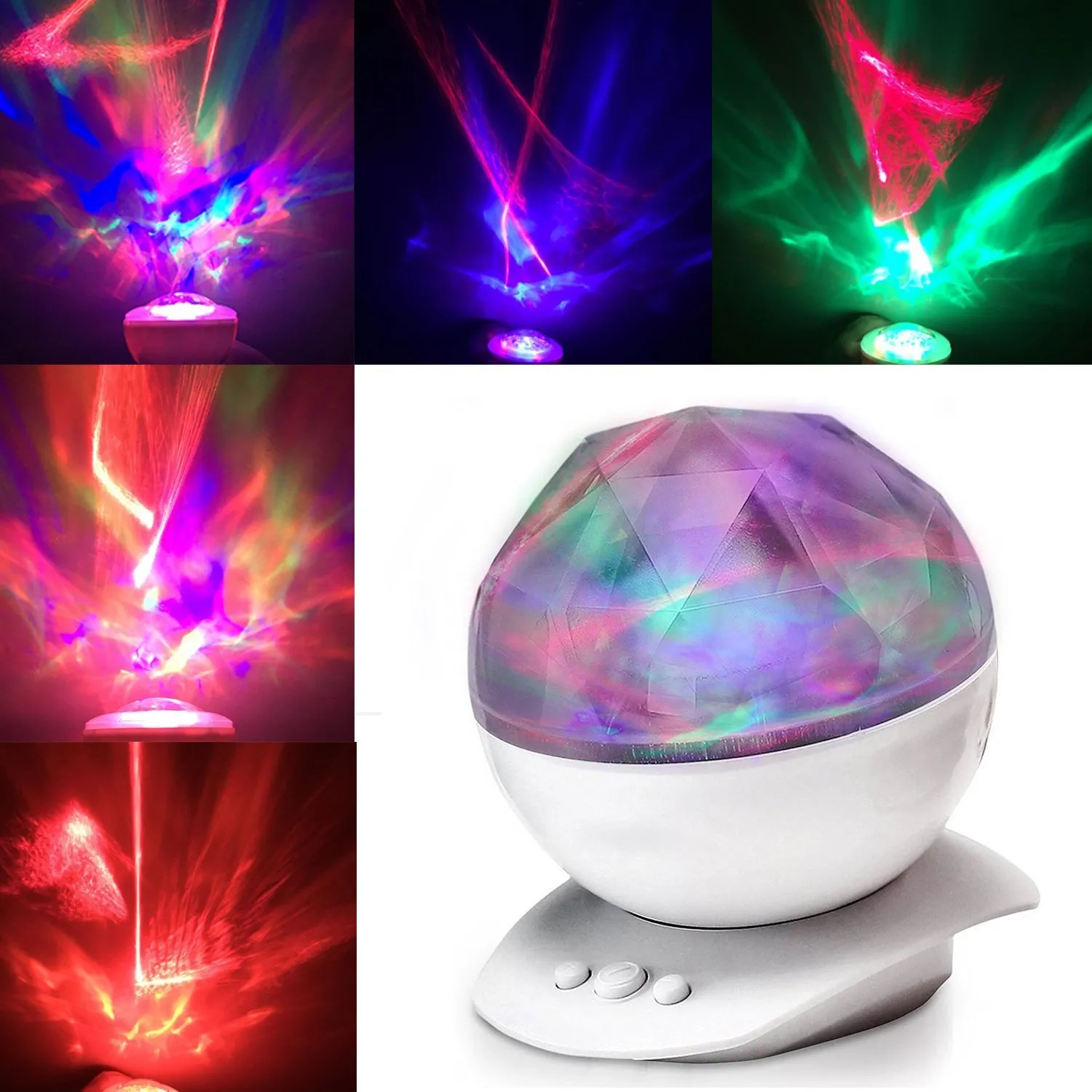 Diamond Aurora Borealis LED Projector Verlichting Lamp Kleur Veranderende 8 Moods USB Light Lamp met luidspreker Nieuwigheid Lichtgift