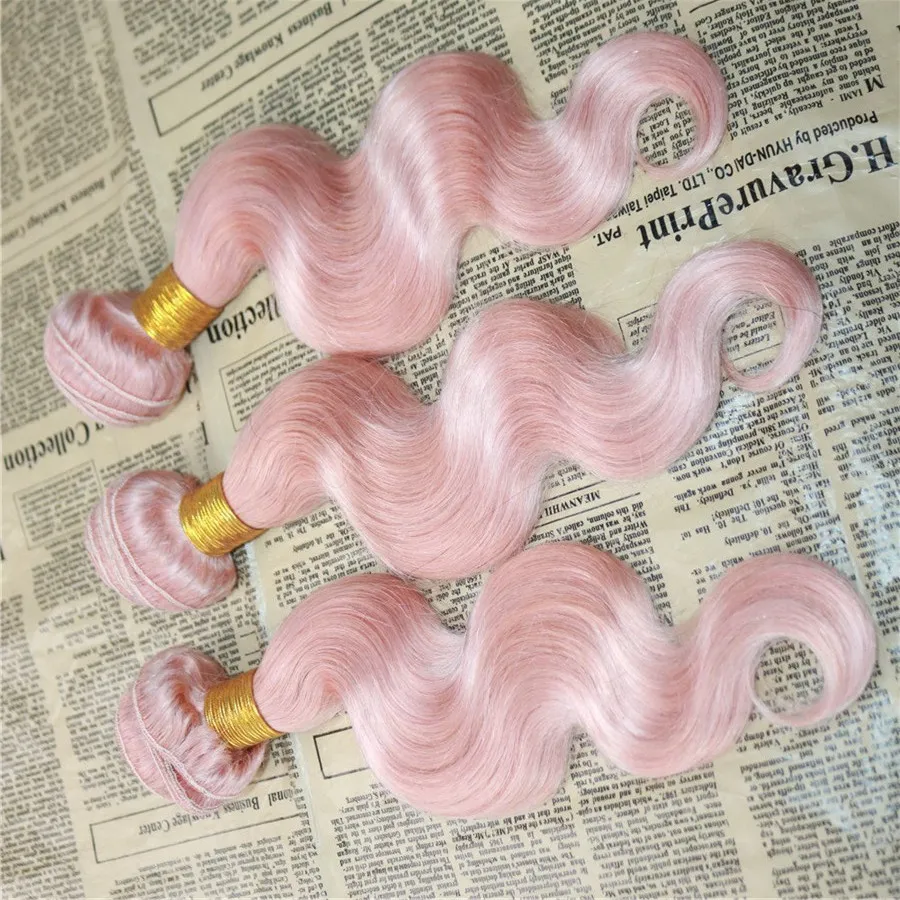 Nieuwe Collectie Roze Menselijk Haar Bundels Braziliaanse hete Roze Body Wave Hair Extension / Partij Rose Pink Hair Inslag