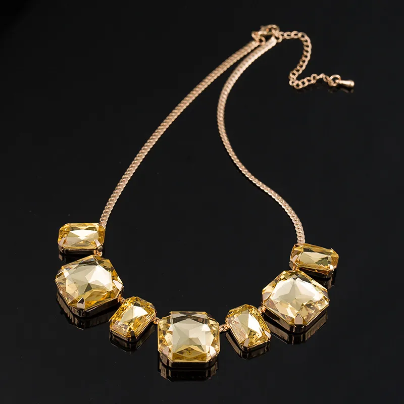 Ny Luxury Charm Women Crystal Choker Necklace Jewelry Goldcolor Big Leaf Bib Chunky Statement Maxi Necklace N0229232015