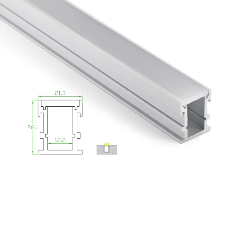 50 x 1m Sets / partij Cover Line Aluminium LED-kanaal en waterdicht U Type LED-profiel voor gemalen of verzonken vloerlamp