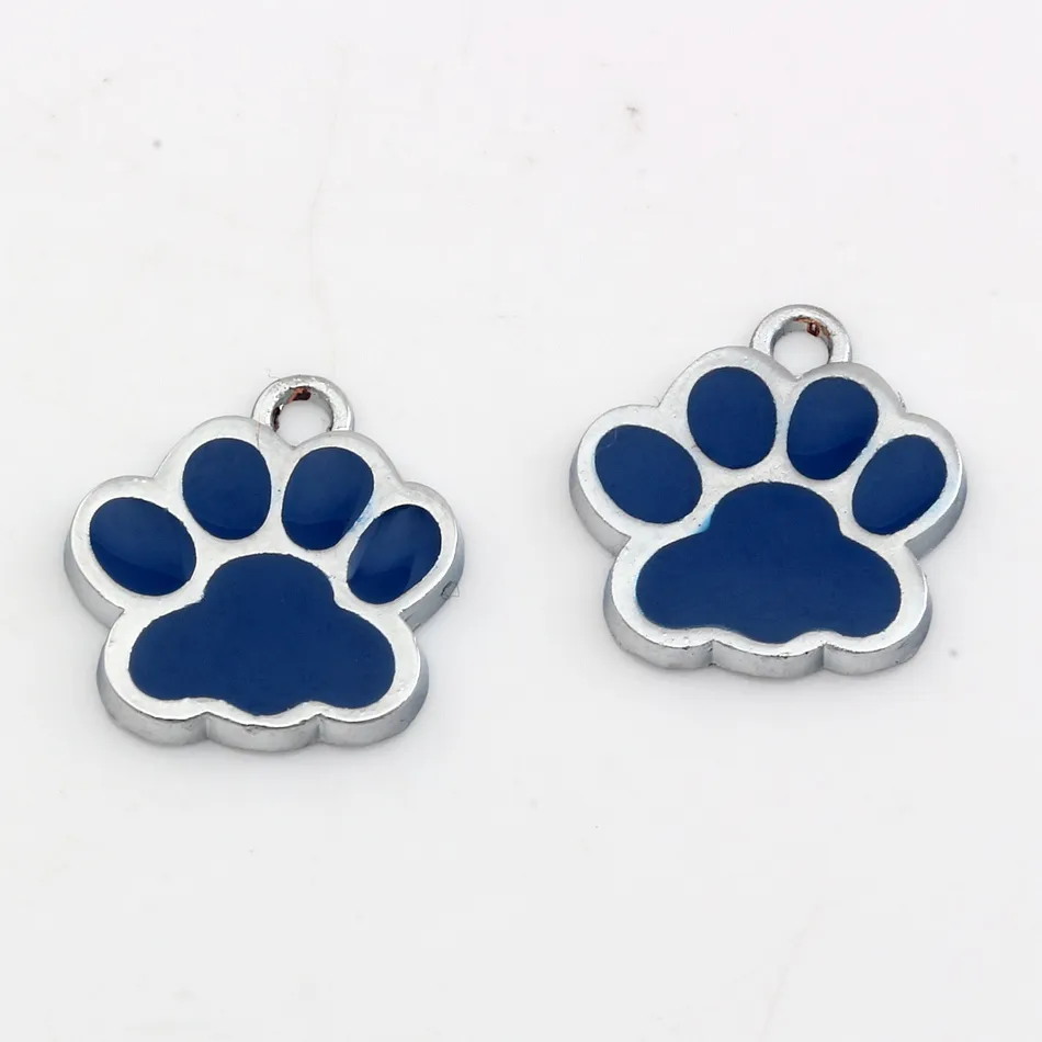 mixed Enamel zinc Alloy Paw Print Charms Pendants For Jewelry Making Bracelet Necklace DIY Accessories 17x17.5mm 