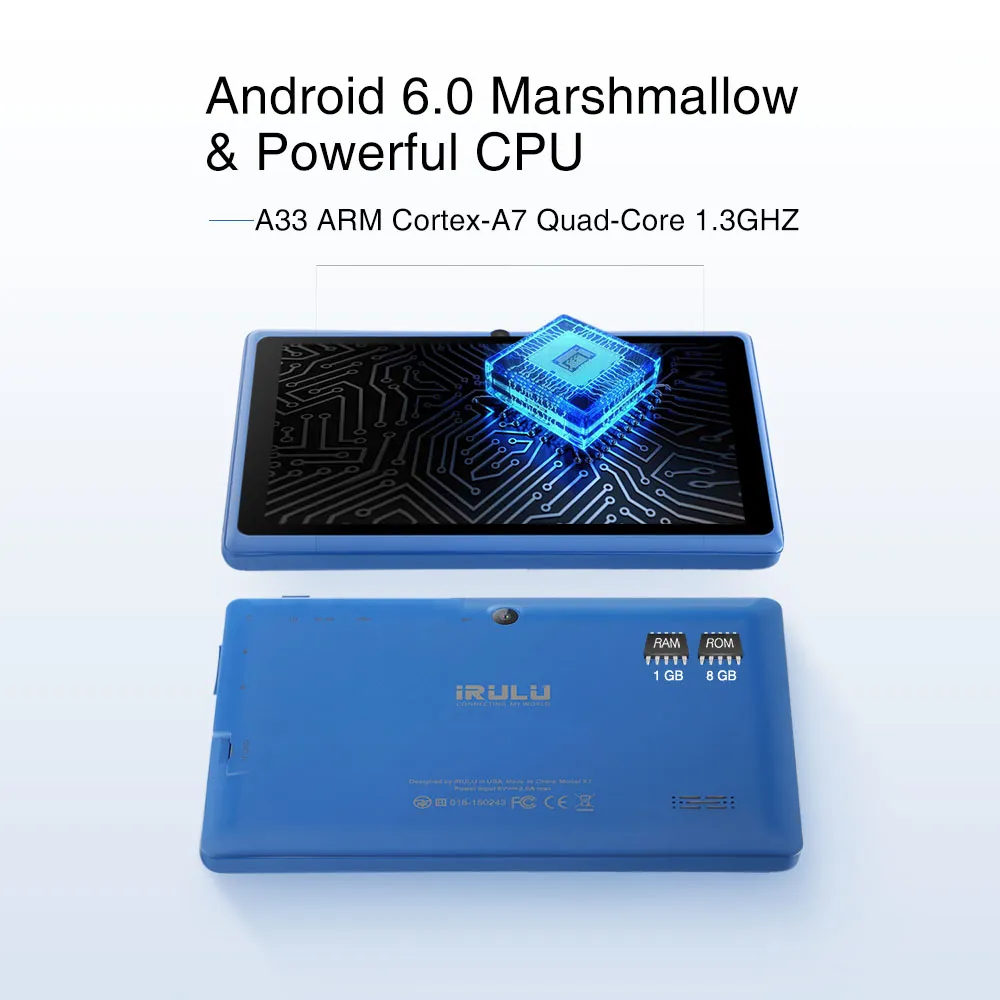 US Stock! IRULU EXpro 3 Tablet 7 Android6.0 Quadcore Dual Cameras 1GB