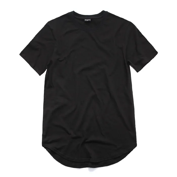 7色のメンズビッグアンドトール衣料品デザイナーシティトレンド服tシャツhomme curved hem tee plain extended t shirt