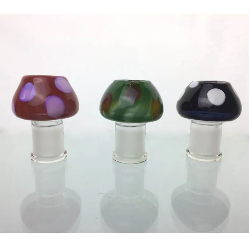 bol de diapositive d'herbe de champignon femelle Bol à bulles de couleur Accessoires pour fumer Pièce de bol pour bongs Tuyaux d'eau en verre de 14 mm Bong Slide avec poignée Tuyau d'eau