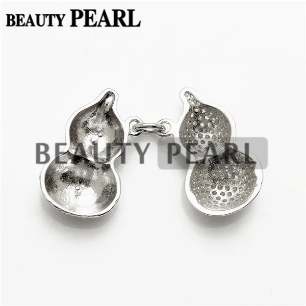 Calabash-shaped Pendant Mounting 925 Sterling Silver Pave Set Zircon Pendant Base with 2 Blanks