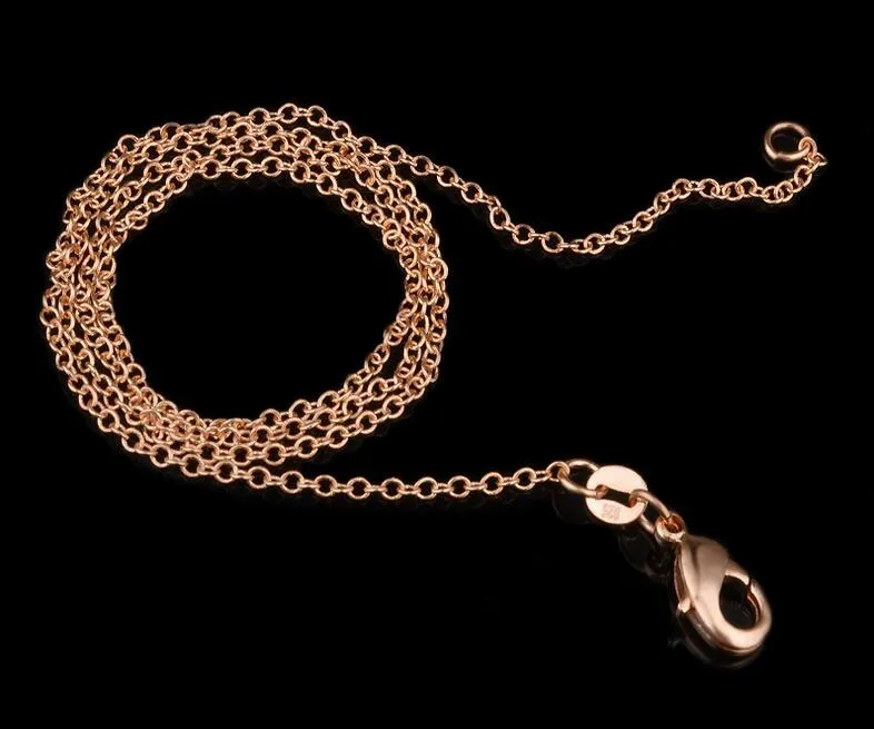 2017 vente chaude femme plaqué or Rose/or 1 MM chaîne fine collier fermoir mousqueton collier 18/20 pouces pendentif ajusté