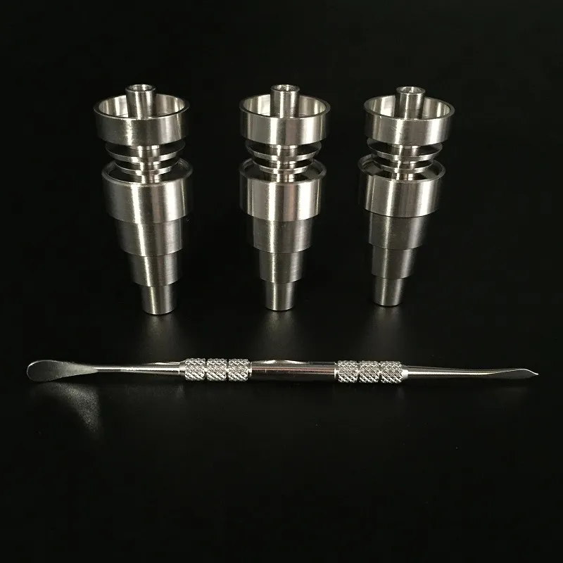 Wholesale 10mm & 14mm 18mm Adjustable Gr2 Titanium Nail Bong Tool Set with Carb Cap Dabber Tool 15ml Skull Shape Slicone Jar Dab Container