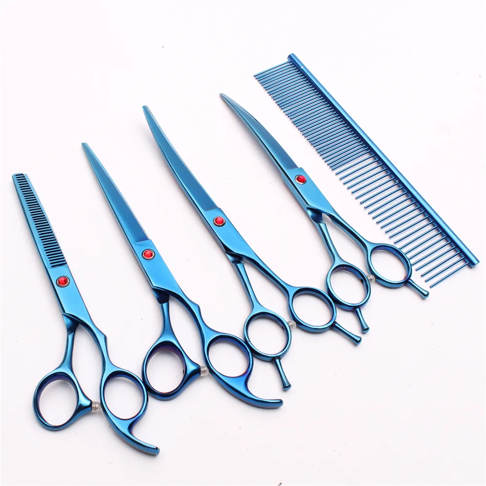 Suit 7" 440C Customized Logo Professional Hair Hairdressing Scissors Comb +Cutting Shears+Thinning Scissor +UP&Down Curved Shears C3002