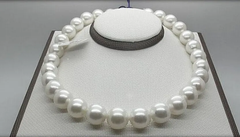 Belle perle catena enorme magnifico 12-13mm Sea sud Collana rotonda perla bianca 18 pollice 14k
