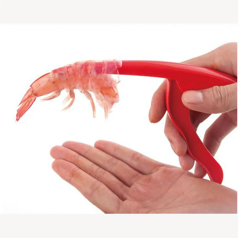 Red Shrimp Deveiner Prawn Peelers Device plastic sea sheller seafood scissors tools utensil creative kitchen gadgets