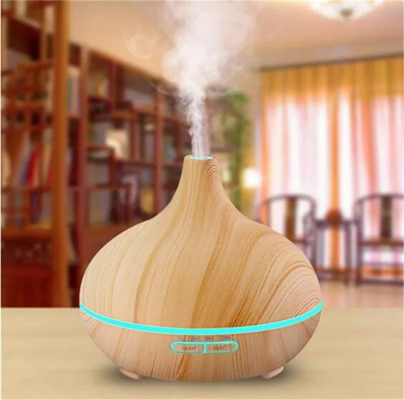 300ml Air Arom Essential Oljediffusor LED Ultraljud Arom Aromaterapi luftfuktare Mist Purifier Maker Wood Grain Shap DHL frakt