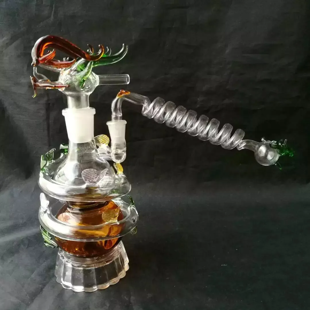 Panlong colored glass hookah pot , Water pipes glass bongs hooakahs two functions for oil rigs glass bongs