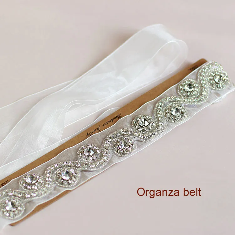 Witte bruids sjerp bruiloft prinses strass riem meisje bloem bruidsmeisje jurk accessoires organza lint