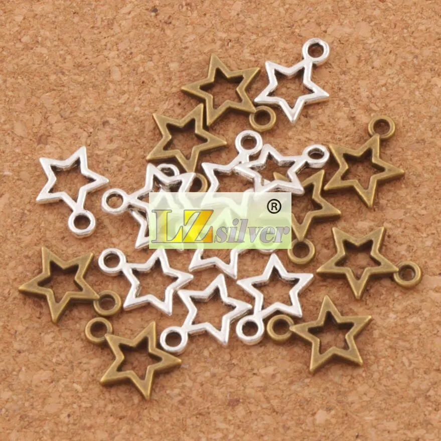 Otwarta Star Spacer Charm Koraliki Wisiorki 500 sztuk / partia Antique Silver / Bronze Alloy Handmade Biżuteria DIY L138 9.8x12mm