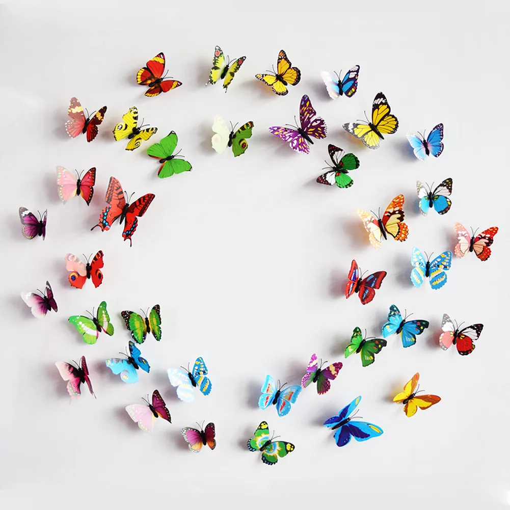 Butterfly 3D Wall Sticker PVC Refrigerator Sticker For Kids Room Living Room Decoration Walls