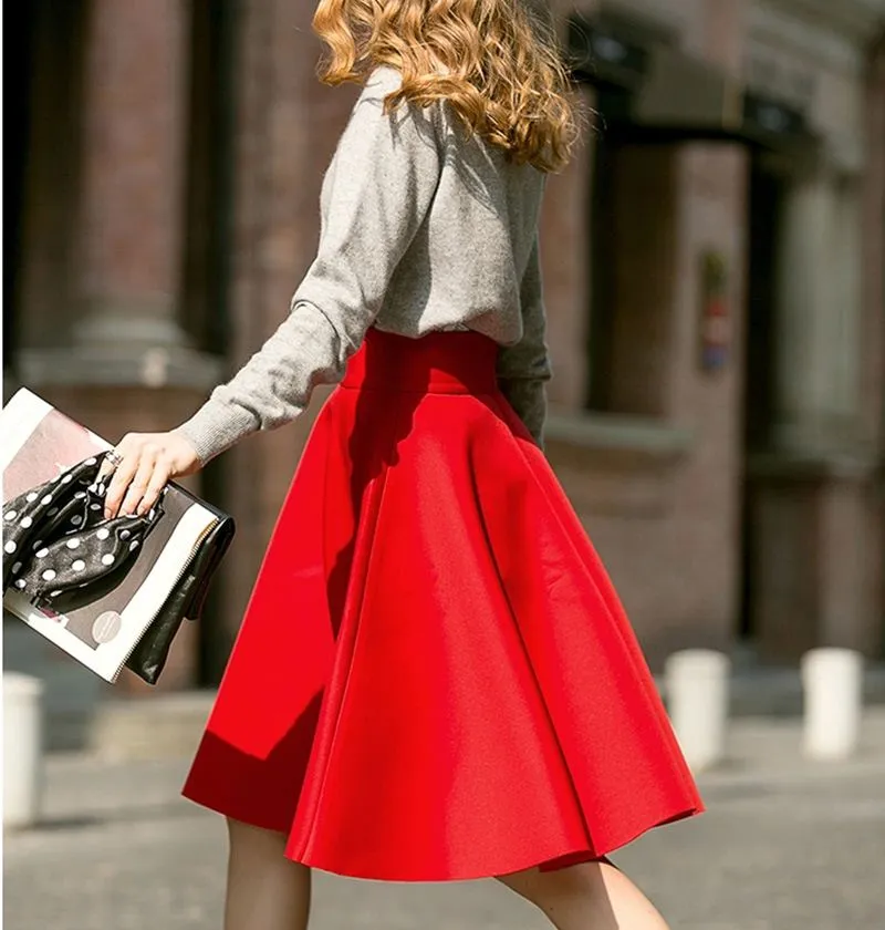 Femininas Mode Elegant Solid Långkjolar 2015 Street Style Höst Kvinnors Solid Svart Casual High Midja Vintage Midi Skirt Q0425