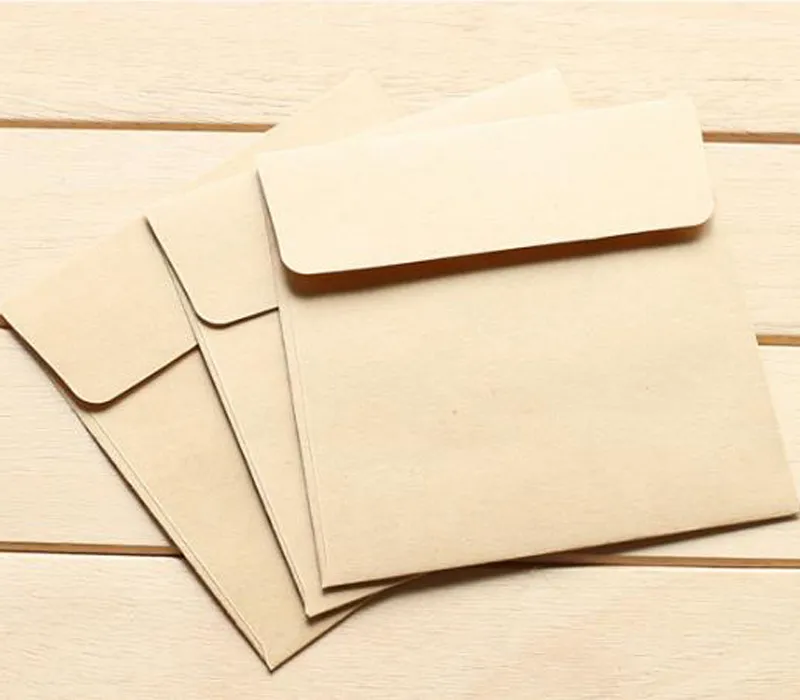 100 pièces10*10cm Kraft carré Mini enveloppes vierges pour carte de membre/petite carte de voeux/enveloppes en papier de stockage