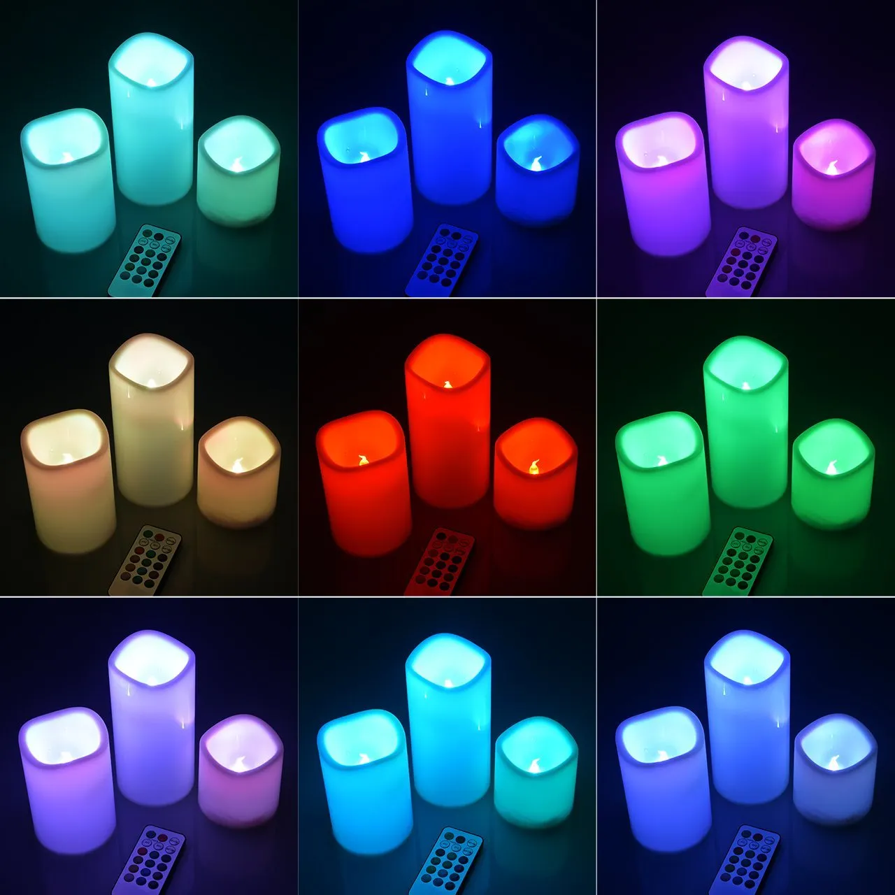 Wax Flameless LED-kaarsen licht met afstandsbediening timer 3 kaars indoor nacht feest licht decor voor bruiloft verjaardags feest kerstmis