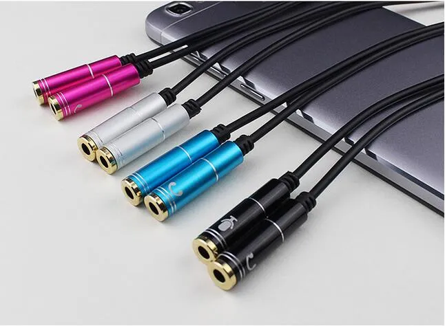 High Quality Latest 2 in 1 3.5mm Audio Jack to Earphone and Microphone Stereo Cable Male to Female Audio Splitter Adapter Connecter