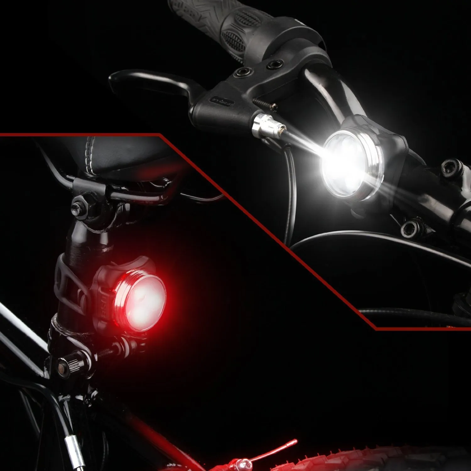 Lighting Rechargeable Headlight Taillight Combinations,Includes Front and Rear Bicycle Light Set, Bike Lights,2 USB Cables,4 Modes, 350lm,Water