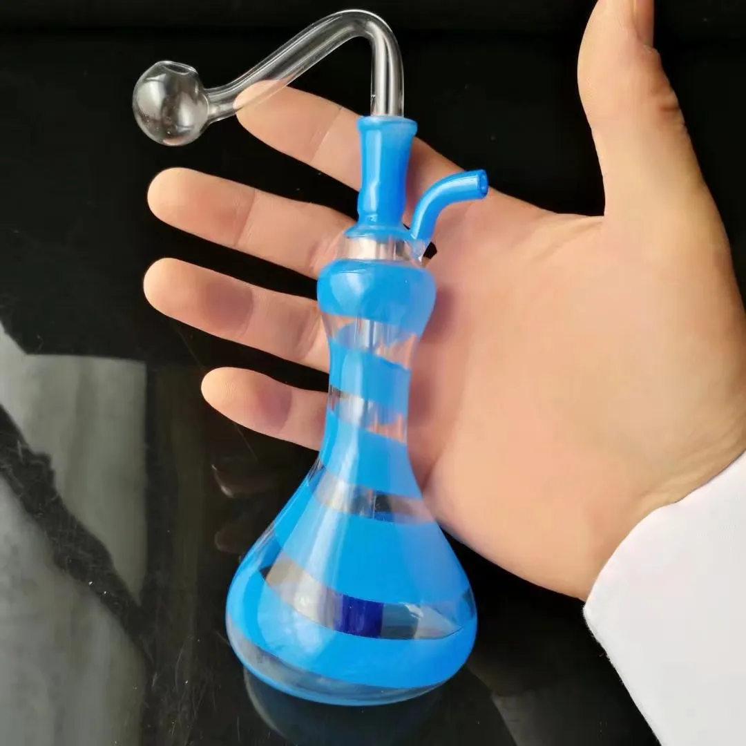 Tvåfärgstång Gourd Pott Bongs Tillbehör, Unik oljebrännare Glas Bongs Rör Vattenrör Glasrör Olje Rigg rökning med dropper