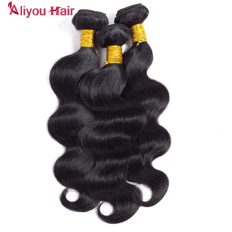 Aliyou Malaysian Deep Wave Hair Bundles Kinky Curly Straight Peruvian Hair Weaves Brazilian Body Wave Human Hair Weaves 3/4 Bundles a 