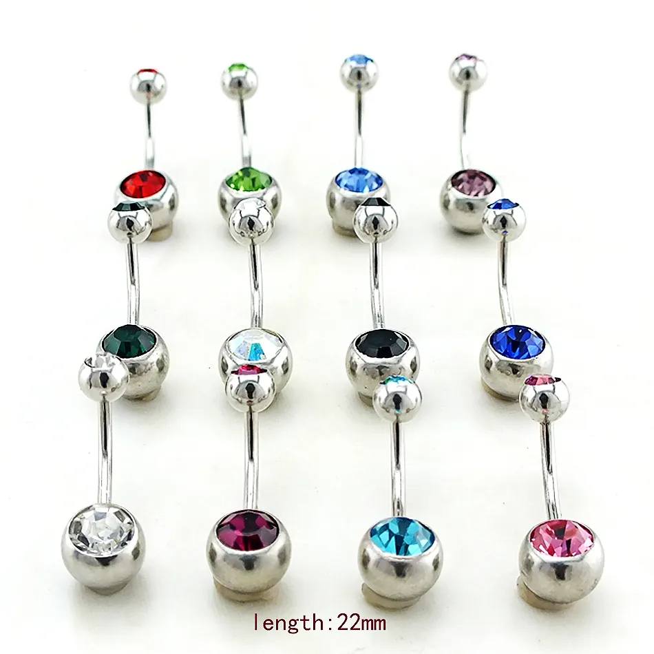 Mix Style Fashion Belly Button Rings 316L acero inoxidable Double Barbell Curvy ombligo Body Piercing Jewelry