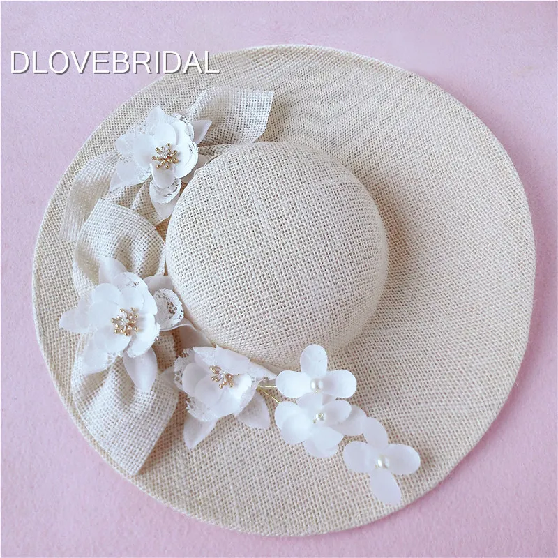 Novo design marfim chapéu de noiva delicado floral linho jardim casamento acessório de cabelo noiva mãe ocasião especial festa po chapéu 1913764