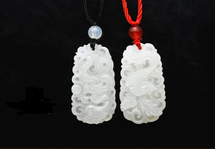 Natural white jade pendant sabrina (oval). Necklace pendant