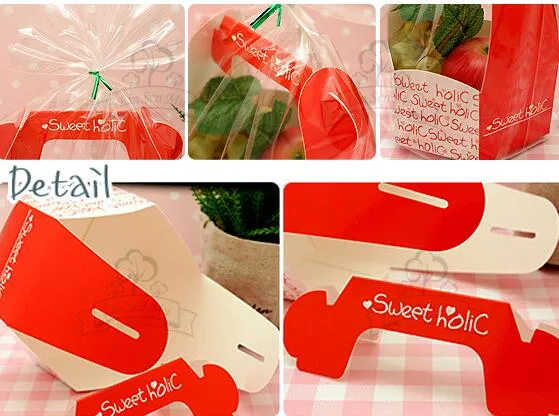 Joli panier de fleurs translucide, sac plat et ouvert, emballages de gâteaux, bonbons, emballage 100 ensemble1 ensemble = 1 sac + 1 base en papier