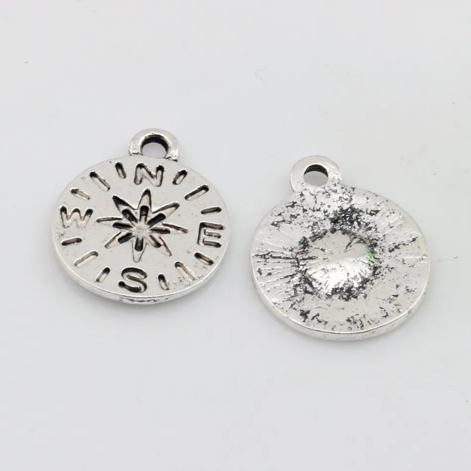 Alloy Compass Camping Hiking Outdoor Adventure Travel Charms Pendant DIY Jewelry 13.5x16mm