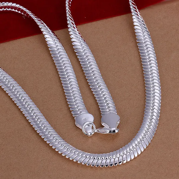 Moda erkek Takı Seti 925 Ayar gümüş kaplama 10 MM yılan zincir kolye bilezik En kaliteli fabrika fiyat ücretsiz kargo