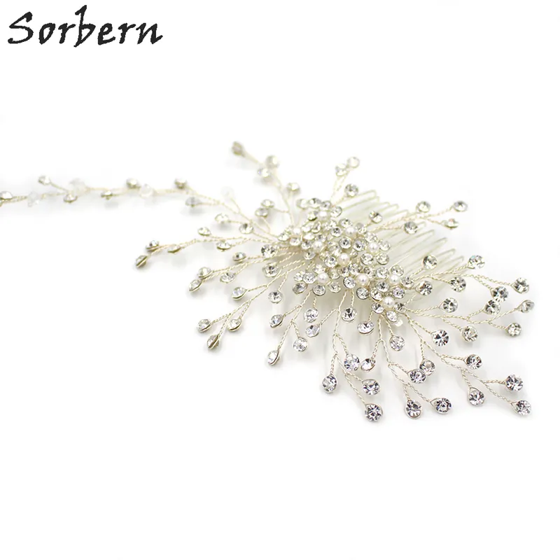 Sorbern europeisk design huvudstycke kristall bröllop hår smycken tillbehör för kvinnor söt form silver pläterad sälj brud hår7192325