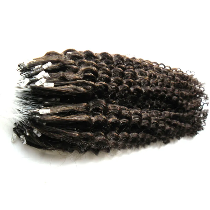 Estensioni brasiliane micro loop 7a 100g Applicare estensioni dei capelli micro link capelli naturali Estensioni dei capelli micro loop ricci crespi umani 100s