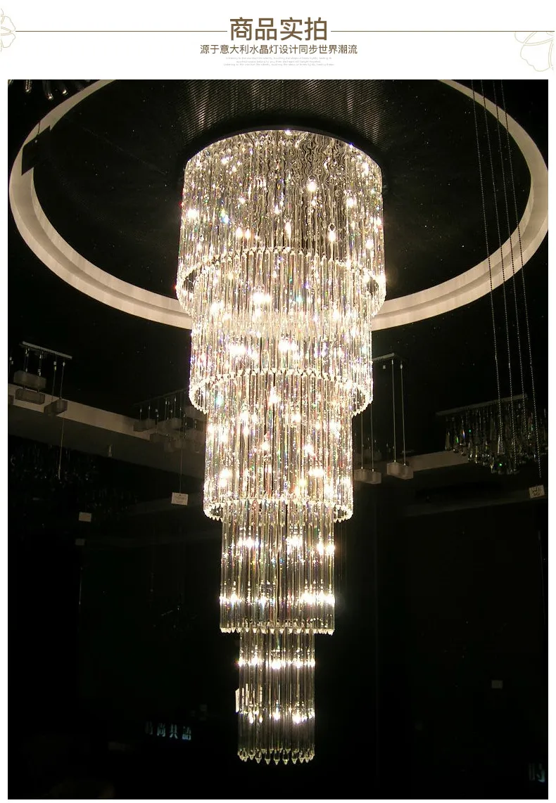 LED Modern Chandelier Crystal Chandeliers Lights Fixture Hotel Parlor Lobby Home Indoor Lighting Luxury Long Crystal Droplights D50cm 80cm